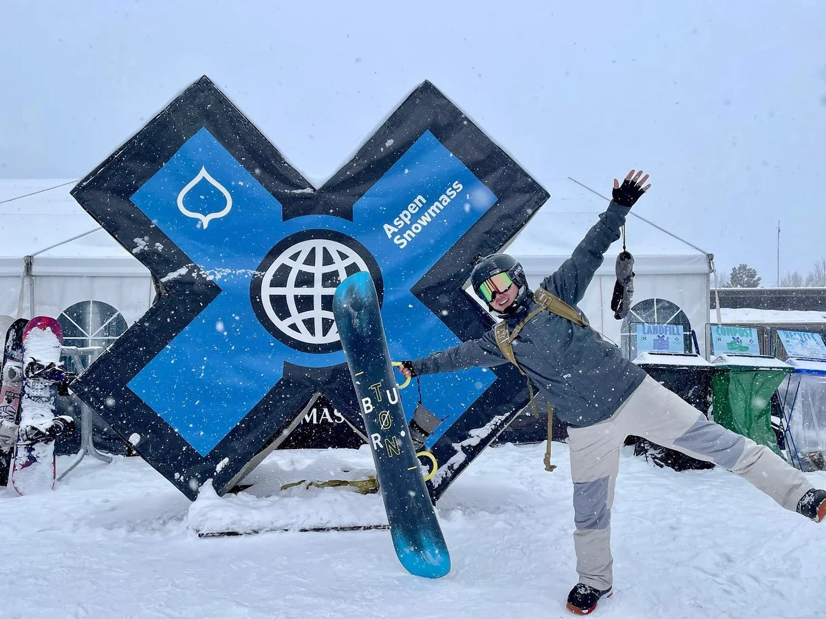 Snowboarding day at the mountain resort